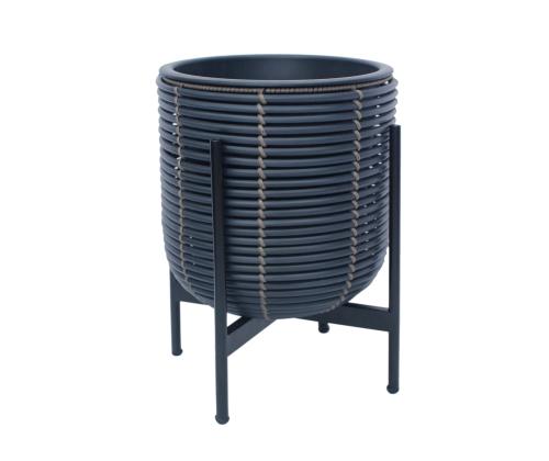 Lillepott WICKER alusega 30x30xH38cm, must/pruun