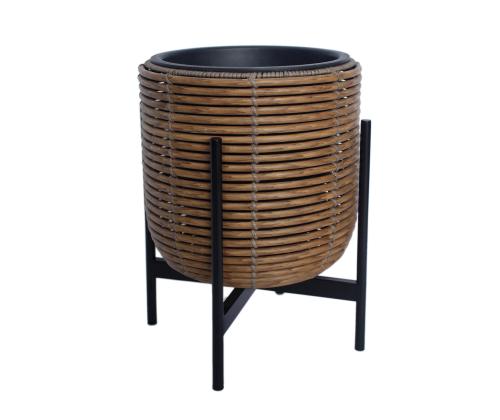 Lillepott WICKER alusega 30x30xH38cm, pruun