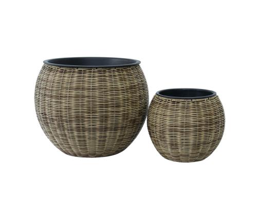 Lillepott WICKER D26xH22cm, helepruun