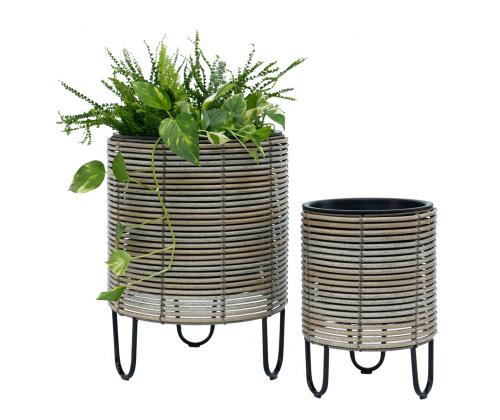 Lillepott WICKER D25xH35cm, beežikashall