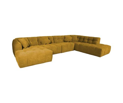 Nurgadiivan FORTE U-kujuline PN 374x162/242xH76cm, puunikaskollane