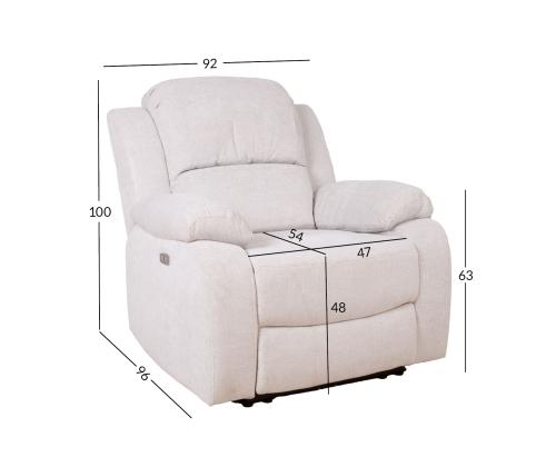 Tugitool FELICIA elektriline recliner 92x93xH100cm, loodusvalge
