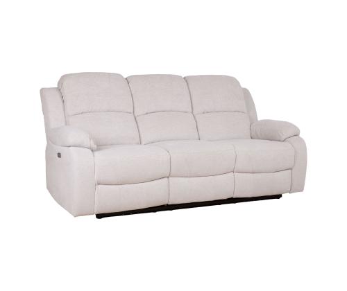 Diivan FELICIA 3-kohaline elektriline recliner 208x96xH100cm, loodusvalge