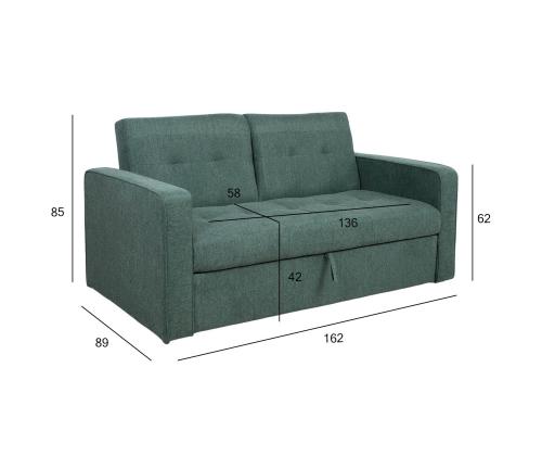 Diivanvoodi JORGE 2-kohaline 162x89xH85cm, roheline