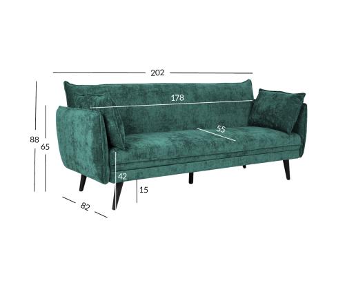 Diivanvoodi NOELLA 3-kohaline 212x82xH88cm, roheline