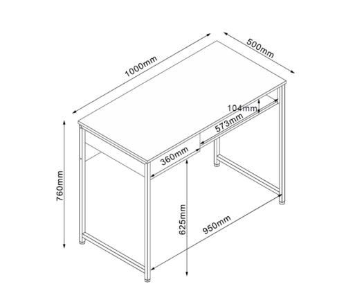 Kirjutuslaud DIMITRA 100x50xH76cm, rustik/must
