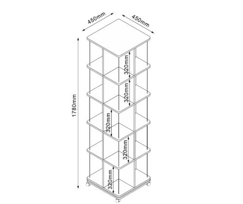 Raamaturiiul FERDIE pöörlev 45x45xH176cm, saar/must
