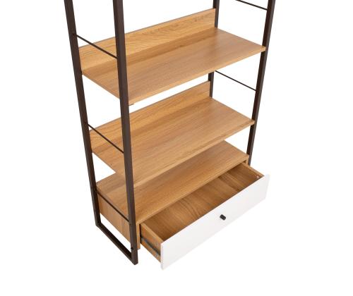 Riiul STUDY 70x30xH159cm, tamm/valge