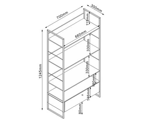 Riiul LAVINA 60x30xH165cm, saar/must