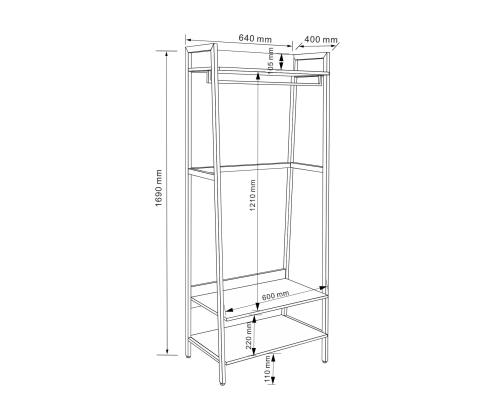 Esikuriiul LAVINIA 64x40xH169cm, saar/must