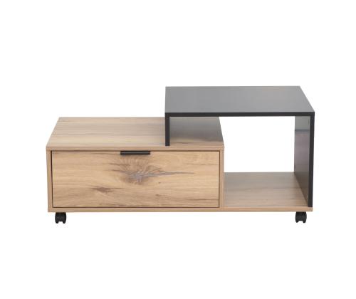 Diivanilaud HANNES 90x50xH40cm, rustik / must melamiin