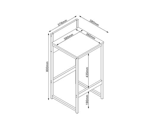 Baaritool HANNES 38x38xH80cm, rustik melamiin