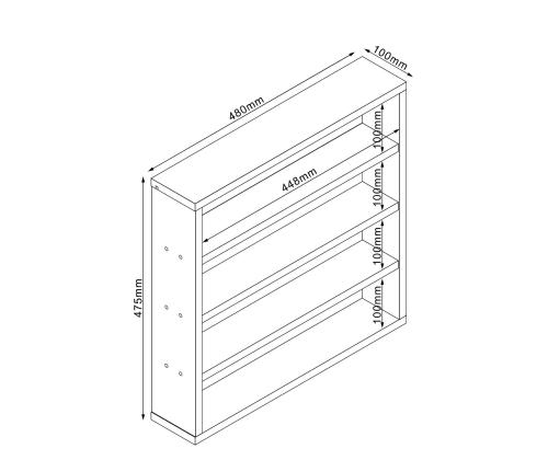 Riiul LESTER 48x10xH47,5cm, hele melamiin