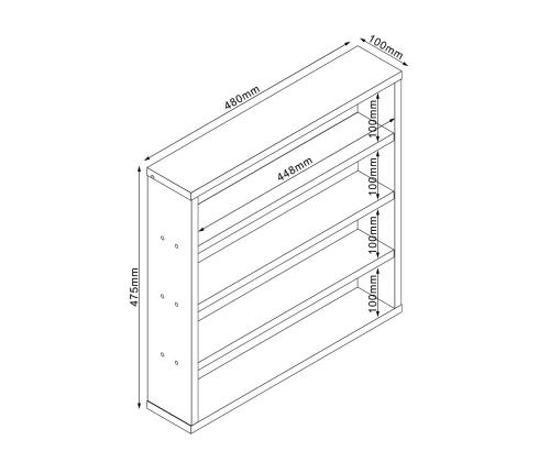 Riiul LESTER 48x10xH47,5cm, valge melamiin
