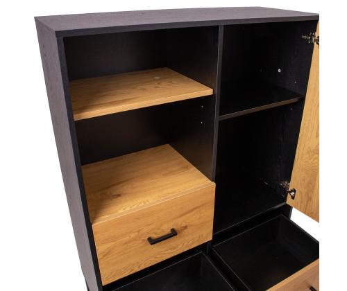 Kummut AMSTERDAM 100x40xH140cm, tamm/must