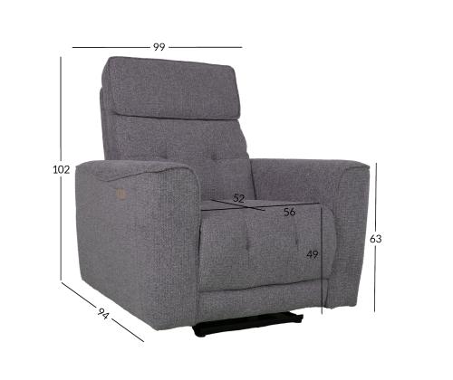 Tugitool BOSCO elektriline recliner 99x94xH102cm, hall
