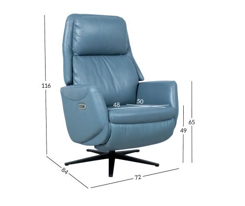 Tugitool DAMIANO elektriline recliner 72x84xH116cm, sinine nahk