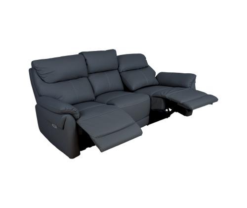 Diivan BOWEN 3-kohaline elektriline recliner 206x86xH102cm, tumehall naturaalne nahk