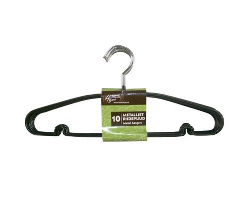 Riidepuud 10tk/komplektis, metall, must PVC