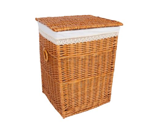 Pesukorv MAX-1, 44x39xH59cm, helepruun punutis, pitsiga kangas