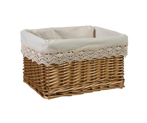 Korv MAX-3, 40x30xH24cm, helepruun punutis, pitsiga kangas