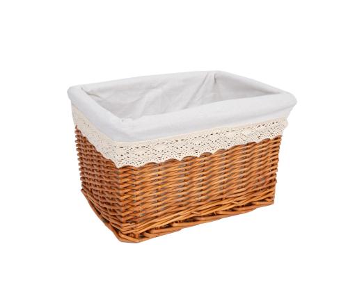 Korv MAX-4, 35x25xH21cm, helepruun punutis, pitsiga kangas