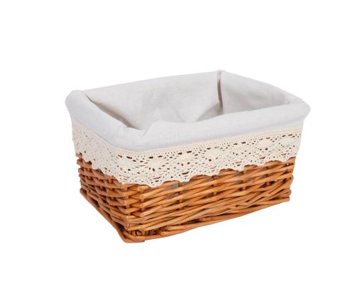 Korv MAX-6, 24x18xH12cm, helepruun punutis, pitsiga kangas