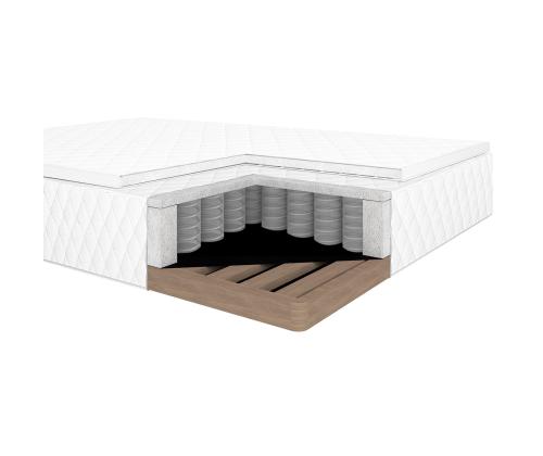 Kontinentaalvoodi LEVI 120x200cm, madratsiga, hall, 123x210xH114,5cm