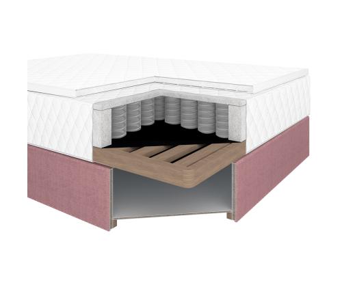 Kontinentaalvoodi LEVI 120x200cm, madratsiga, roosa, 123x210xH114,5cm