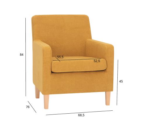 Tugitool LEENE kollane, 68,5x76xH84cm