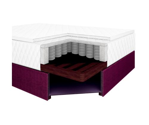 Kontinentaalvoodi LEVI 120x200cm, madratsiga, tumeroosa, 123x210xH114,5cm
