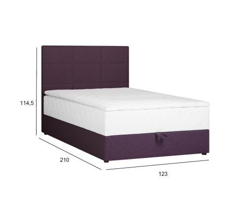 Kontinentaalvoodi LEVI 120x200cm, madratsiga, tumeroosa, 123x210xH114,5cm