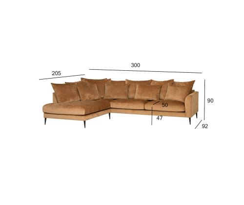 Nurgadiivan LARTES vasak nurk, pruun, 300x205/92xH90cm