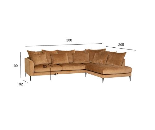 Nurgadiivan LARTES parem nurk, pruun, 300x92/205xH90cm