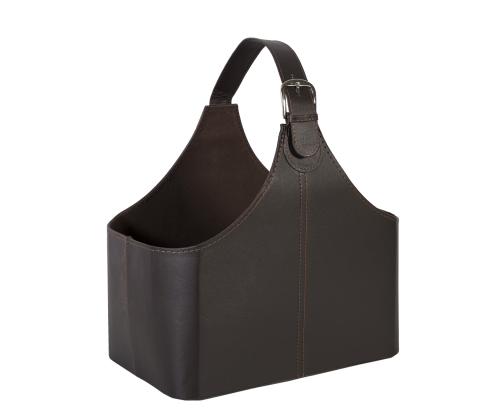 Ajalehekorv WALTER 22x38xH33cm, tumepruun, kunstnahk