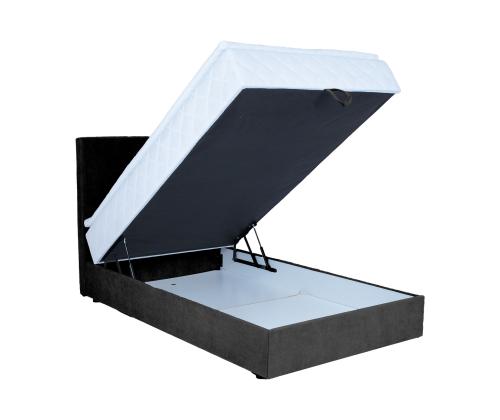 Kontinentaalvoodi LEVI 90x200cm, madratsiga, tumehall, 93x210xH114,5cm