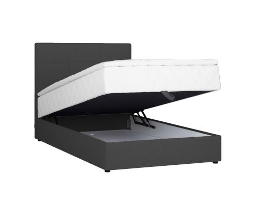 Kontinentaalvoodi LEVI 120x200cm, madratsiga, tumehall, 123x210xH114,5cm