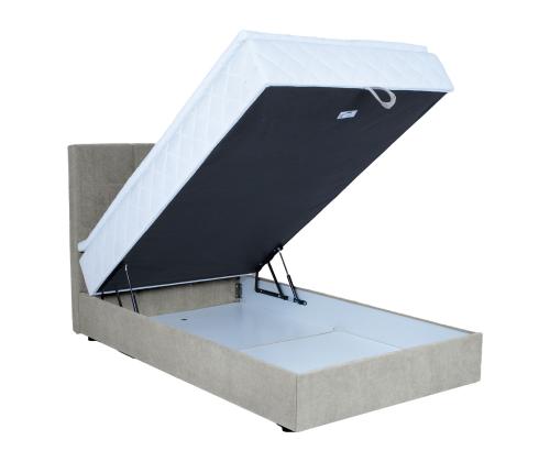 Kontinentaalvoodi LEVI 120x200cm, madratsiga, tumebeež, 123x210xH114,5cm