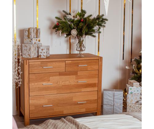 Kummut CHICAGO NEW 4 sahtliga, 105x45xH84cm, puit: tammespoon, värvus: naturaalne