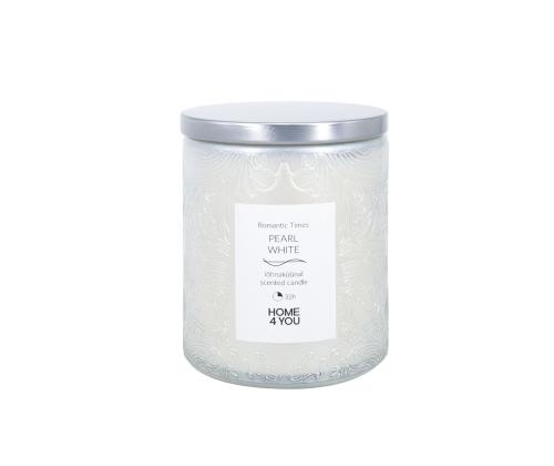 Klaasküünal ROMANTIC TIMES H9cm, pärlvalge, vanilje ja kaneel