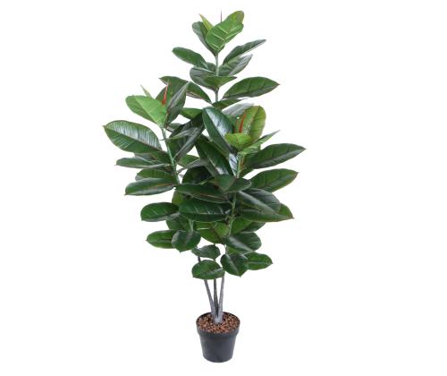 Kunstpuu RUBBER PLANT, H130cm, 3 tüvega, must pott