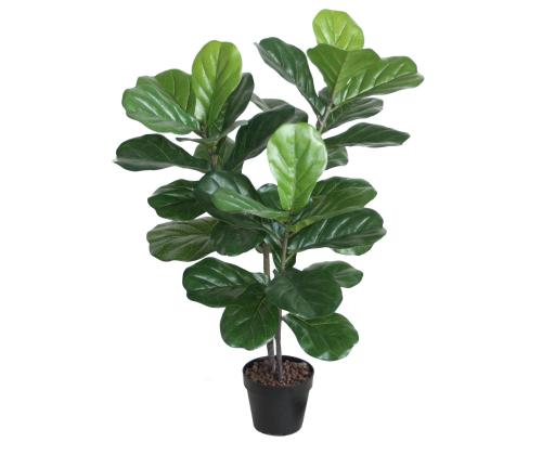 Kunstpuu FIDDLE LEAF, H100cm, 2 tüvega, must pott