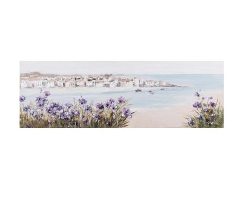 Õlimaal 50x150cm, rand/lillad lilled