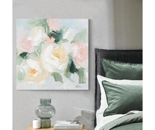 Õlimaal 100x100cm, pastelsed õied