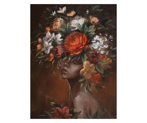 Õlimaal 90x120cm, naine lilledega
