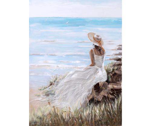 Õlimaal 90x120cm, naine rannas