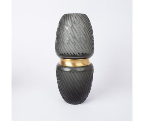 Vaas LUXO, D12xH28cm roheline/ kuldne rõngas