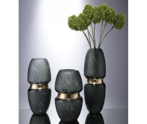 Vaas LUXO, D12xH28cm roheline/ kuldne rõngas