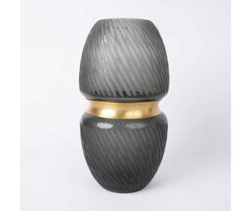 Vaas LUXO, D13,5xH23cm roheline/ kuldne rõngas
