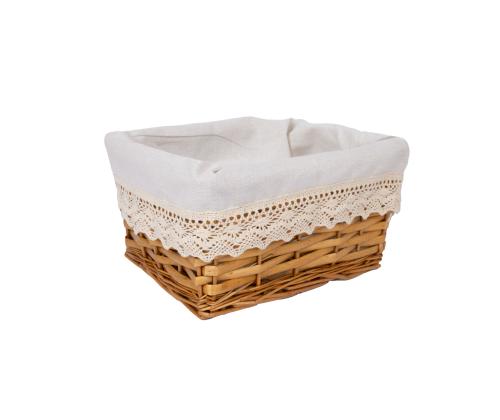 Korv MAX, 24x18xH12cm, helepruun punutis, pitsiga kangas